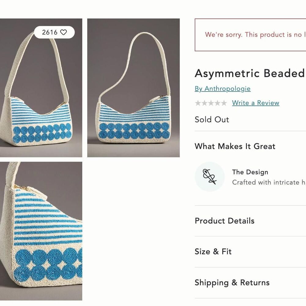 Anthropologie Women's White and Blue Bag - Picture 2 of 8
